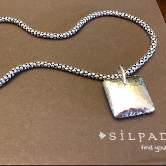 Silpada S1118 Square Pillow Sterling Silver Pendant Popcorn Necklace N1106 - Picture 4 of 15